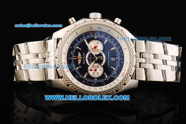 Breitling Bentley Supersports Chronograph Miyota Quartz Movement Full Steel with Blue Dial and Honeycomb Bezel - Click Image to Close