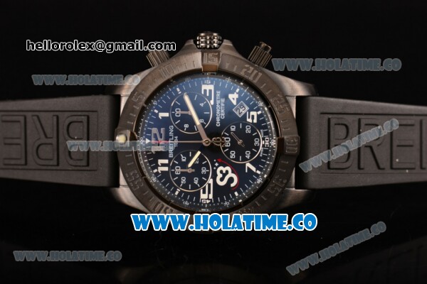 Breitling Avenger Seawolf Miyota Quartz PVD Case with Black Dial and Black Rubber Strap - Arabic Numeral Markers - Click Image to Close