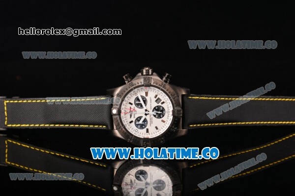 Breitling Avenger Skyland Chrono Swiss Quartz PVD Case with White Dial and Yellow/Black Nylon Strap - Click Image to Close