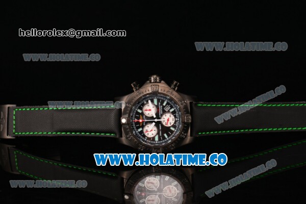 Breitling Avenger Skyland Chrono Swiss Quartz PVD Case with Black Dial and Green/Black Nylon Strap - Click Image to Close