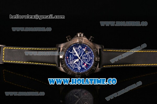 Breitling Avenger Skyland Chrono Swiss Quartz PVD Case with Blue Dial and Yellow/Black Nylon Strap - Click Image to Close