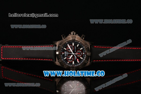 Breitling Avenger Skyland Chrono Swiss Quartz PVD Case with Red/Black Nylon Strap and Black Dial - Click Image to Close