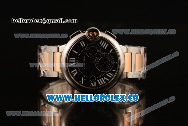 Cartier Ballon Bleu De Chrono Swiss Valjoux 7750 Automatic Two Tone Case with Black Dial and Two Tone Bracelet - (H) - Click Image to Close