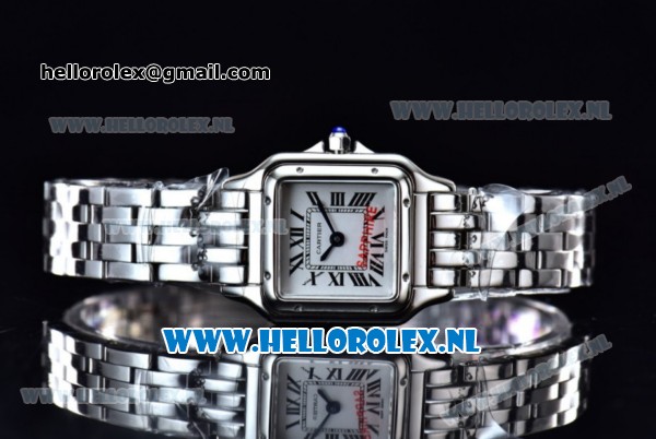 Cartier Santos 100 Japanese Miyota Quartz Steel Case with White Dial Roman Numberal Markers and Steel Bracelet - Click Image to Close