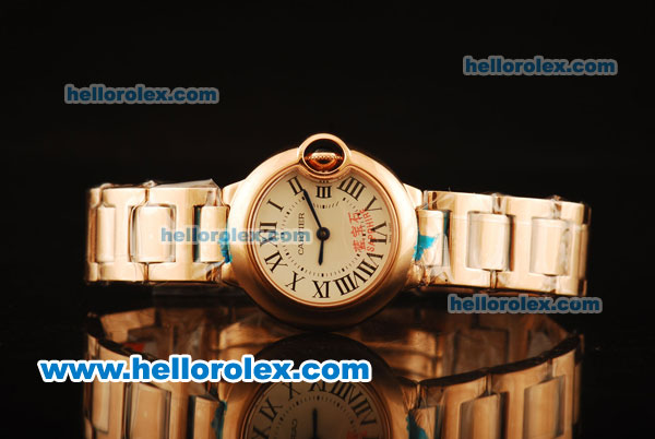 Cartier Ballon Bleu De Swiss ETA Quartz Full Rose Gold with White Dial- 1:1 Original - Click Image to Close