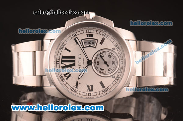 Cartier Calibre De Swiss ETA 2824 Automatic Full Steel with White Dial - Click Image to Close