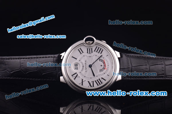 Cartier ballon bleu de Swiss 4183 Quartz Steel Case with White Dial and Black Leather Strap - Click Image to Close