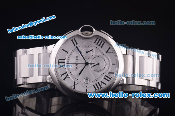 Cartier ballon bleu de Chronograph Quartz Full Case with Silver Dial - 7750 coating - Click Image to Close