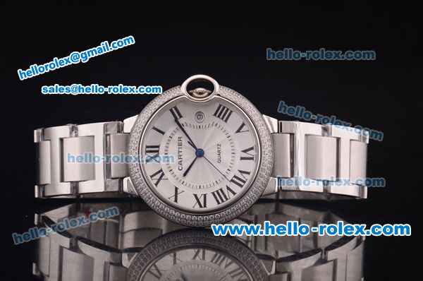 Cartier Ballon Bleu De Quartz Full Steel with Diamond Bezel and White Dial - Click Image to Close