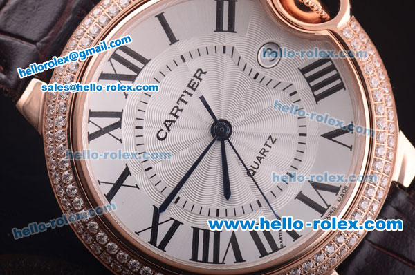 Cartier Ballon bleu de Swiss Quartz Rose Gold Case with Diamond Bezel and White Dial - Click Image to Close