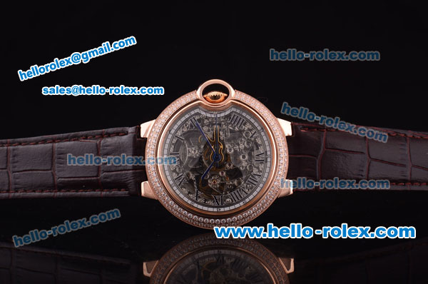 Cartier Ballon Bleu De Automatic Steel Case with Diamond Bezel and Skeleton Dial-Roman Markers - Click Image to Close