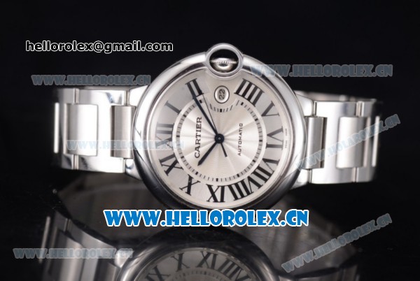 Cartier Ballon Bleu de Cartier Large Swiss ETA 2824 Automatic Stainless Steel Case/Bracelet with White Dial and Roman Numeral Markers - Click Image to Close