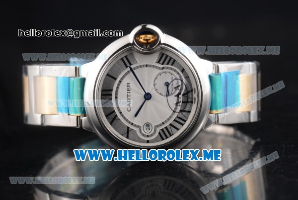 Cartier Ballon Bleu De Large Asia 2813 Automatic Two Tone Case/Bracelet with Silver Dial and Roman Numeral Markers - Click Image to Close