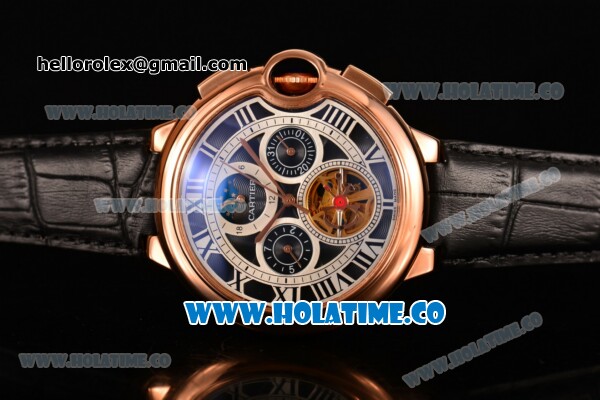 Cartier Ballon Bleu De Tourbillon Moonphase Asia Automatic Rose Gold Case with Black Dial and Roman Numeral Markers - Click Image to Close