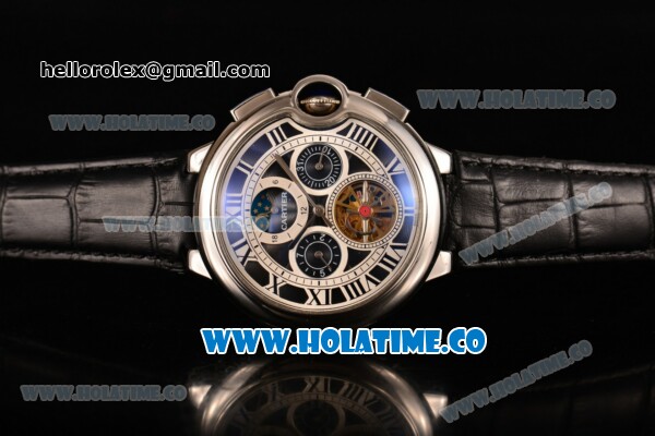 Cartier Ballon Bleu De Tourbillon Moonphase Asia Automatic Steel Case with Black Dial and Roman Numeral Markers - Click Image to Close