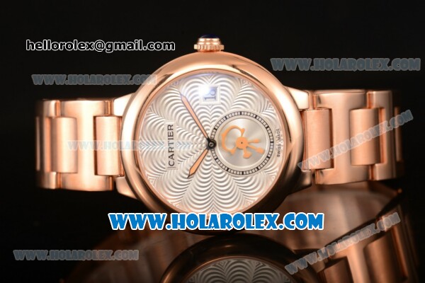 Cartier Rotonde De Miyota Quartz Rose Gold Case/Bracelet with Silver Dial - Click Image to Close