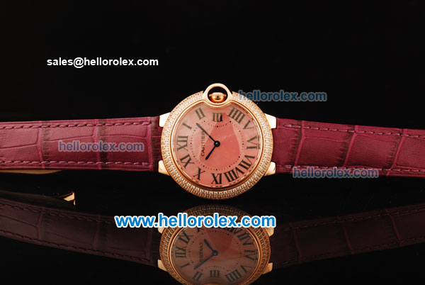 Cartier ballon bleu de Cartier Swiss Quartz Movement Rose Gold Case with Diamond Bezel and Pink Leather Strap - Click Image to Close