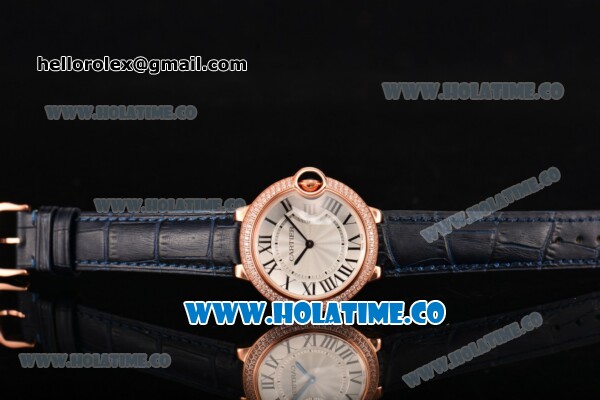 Cartier ballon bleu de Cartier Swiss Quartz Movement Rose Gold Case with Diamond Bezel and Leather Strap - Click Image to Close