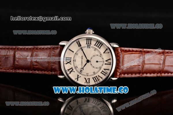 Cartier Rotonde De Asia Manual Winding Steel Case with White Dial and Black Roman Numeral Markers - Click Image to Close