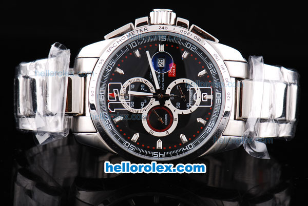 Chopard Gran Turismo GT XL Chronograph Quartz Movement with Black Dial and Silver Case-SSband - Click Image to Close