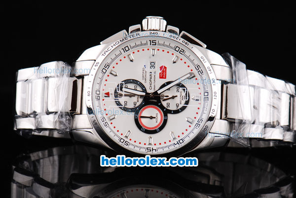 Chopard Gran Turismo GT XL Chronograph Quartz Movement with White Dial and Silver Case-SSband - Click Image to Close