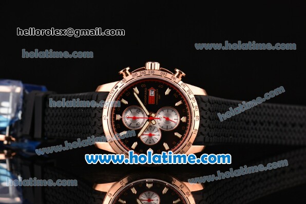 Chopard Mille Miglia Chrono Miyota Quartz Rose Gold Case with Black Rubber Bracelet Black Dial and Stick Markers - Click Image to Close