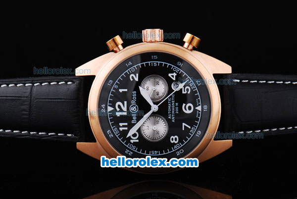 Bell & Ross Automatic Movement Rose Gold Case with Black Dial - Click Image to Close