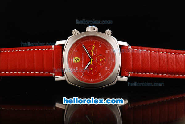 Ferrari Rattrapant Automatic Silver Case with Red Dial and Leather Strap - Click Image to Close