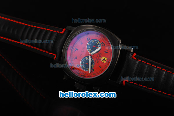 Ferrari Chronograph Miyota Quartz Movement 7750 Coating Case with Red Dial-Black Numeral Markers - Click Image to Close