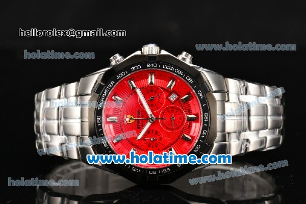 Ferrari Rattrapante Chrono Miyota OS20 Quartz Steel Case with PVD Bezel Red Dial and Stick Markers - Click Image to Close