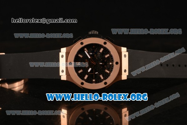 Hublot Big Bang Chronograph Swiss Valjoux 7750 Automatic Rose Gold Case with Carbon Fiber Dial and Black Rubber Strap (YF) - Click Image to Close