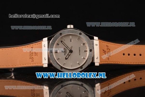 Hublot Classic Fusion 9015 Auto Steel Case with Grey Dial and Orange Leather Strap - Click Image to Close