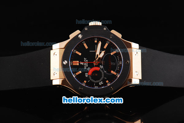 Hublot Big Bang Euro 2008 Swiss Valjoux 7750 Chronograph Movement RG Case with Ceramic Bezel and Black Dial-RG Stick Marker - Click Image to Close