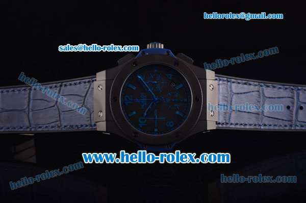 Hublot Big Bang Swiss Valjoux 7750 Automatic Movement PVD Case with Black Dial and Blue Markers - Click Image to Close