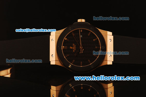 Hublot Classic Fusion Automatic Rose Gold Case with PVD Bezel and Black Carbon Fiber Dial - ETA Coating - Click Image to Close