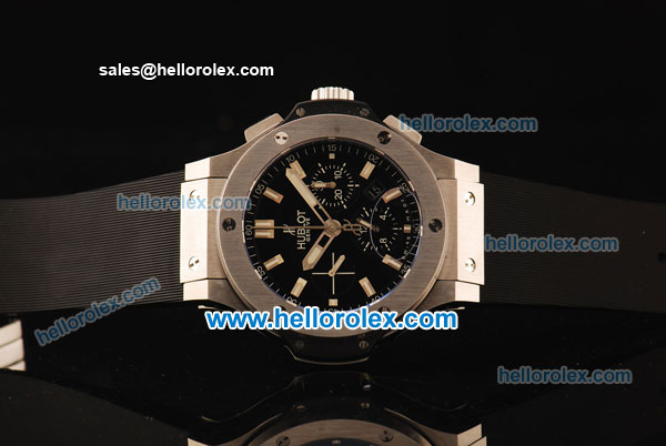 Hublot Big Bang Swiss Valjoux 7750 Automatic Steel Case with Black Dial and Black Rubber Strap - Click Image to Close