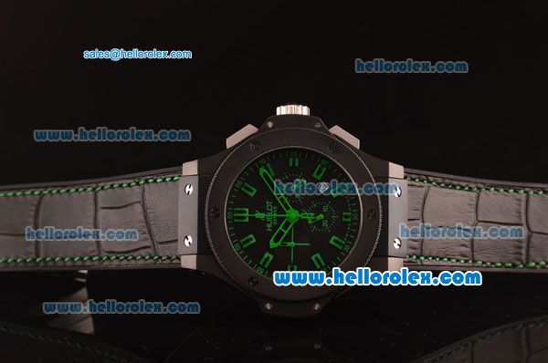 Hublot Big Bang Miyota OS20 Quartz PVD Case with Black Dial and Green Markers - Click Image to Close