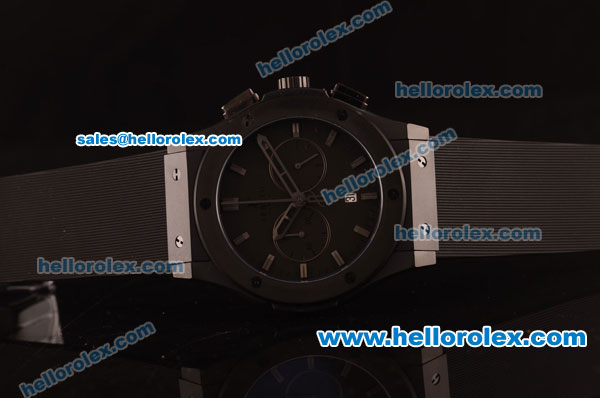 Hublot Classic Fusion Chronograph Quartz PVD Case with Black Dial and Black Rubber Strap - Click Image to Close