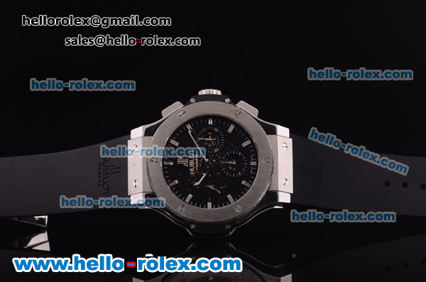 Hublot Big Bang Swiss Valjoux 7750 Automatic Movement Steel Case with Titanium Bezel and Black Dial-Black Rubber Strap - Click Image to Close