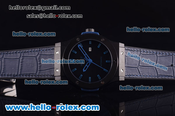 Hublot Classic Fusion Automatic PVD Case with Blue Dial and Blue Rubber Strap-ETA Coating - Click Image to Close