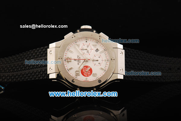 Hublot Big Bang Chronograph Swiss Valjoux 7750 Automatic Movement Steel Case with White Dial and Black Rubber Strap - Click Image to Close