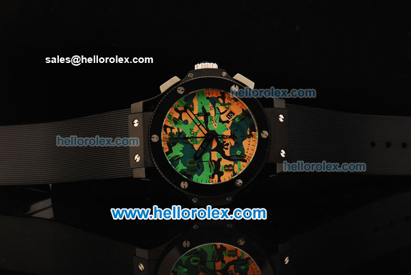 Hublot Big Bang Chronograph Swiss Valjoux 7750 Automatic Movement PVD Case with Ceramic Bezel and Black Rubber Strap - Click Image to Close