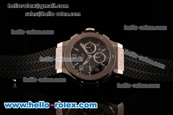 Hublot Big Bang Chrono Clone HUB4100 Automatic Steel Case with Black Rubber Strap Black Dial - Click Image to Close