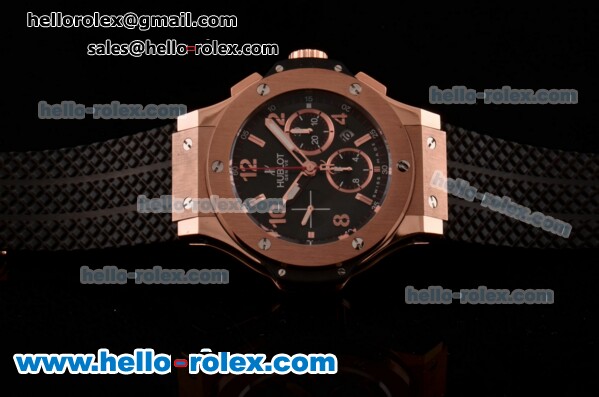 Hublot Big Bang Chrono Clone HUB4100 Automatic Rose Gold Case with Black Rubber Strap Black Dial - Click Image to Close