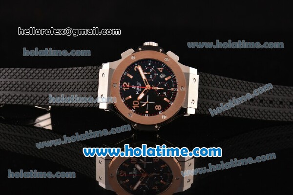 Hublot Big Bang Chronograph Swiss Valjoux 7750-DD Automatic Steel Case with Rose Gold Bezel and Black Dial (YR) - Click Image to Close