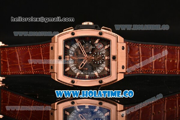 Hublot MP-06 Senna Chrono Miyota OS20 Quartz Rose Gold Case with Skeleton Dial and Stick Markers - Click Image to Close