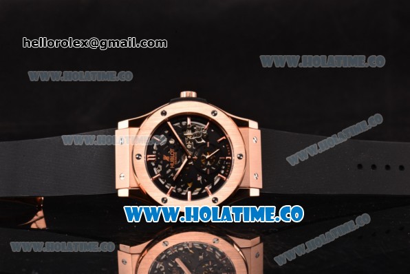 Hublot Classic Fusion Asia 6497 Manual Winding Rose Gold Case with Skeleton Dial and Stick Markers - Click Image to Close