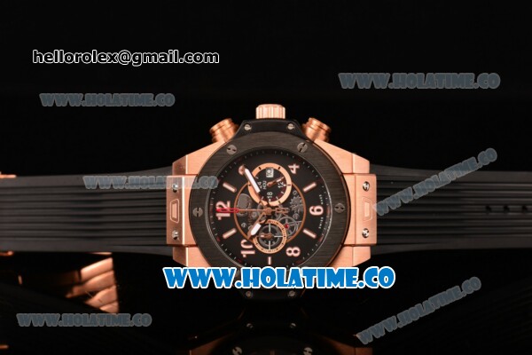 Hublot Big Bang Unico Magic Rose Gold Chrono Miyota Quartz Rose Gold Case with PVD Bezel Stick/Arbaic Numeral Markers and Black Dial - Click Image to Close