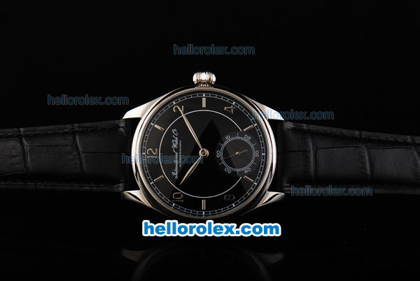 IWC Schaffhausen Manual Winding Movement with Black Dial and Black Leather Strap - Click Image to Close