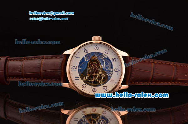 IWC Portuguese Asia 3836 Automatic Rose Gold Case and Brown Leather Strap Skeleton Dial - Click Image to Close